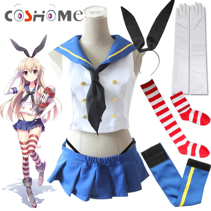 Костюм для косплея Coshome Kantai костюм моряка Shimakaze мини юбка полный комплект одежды