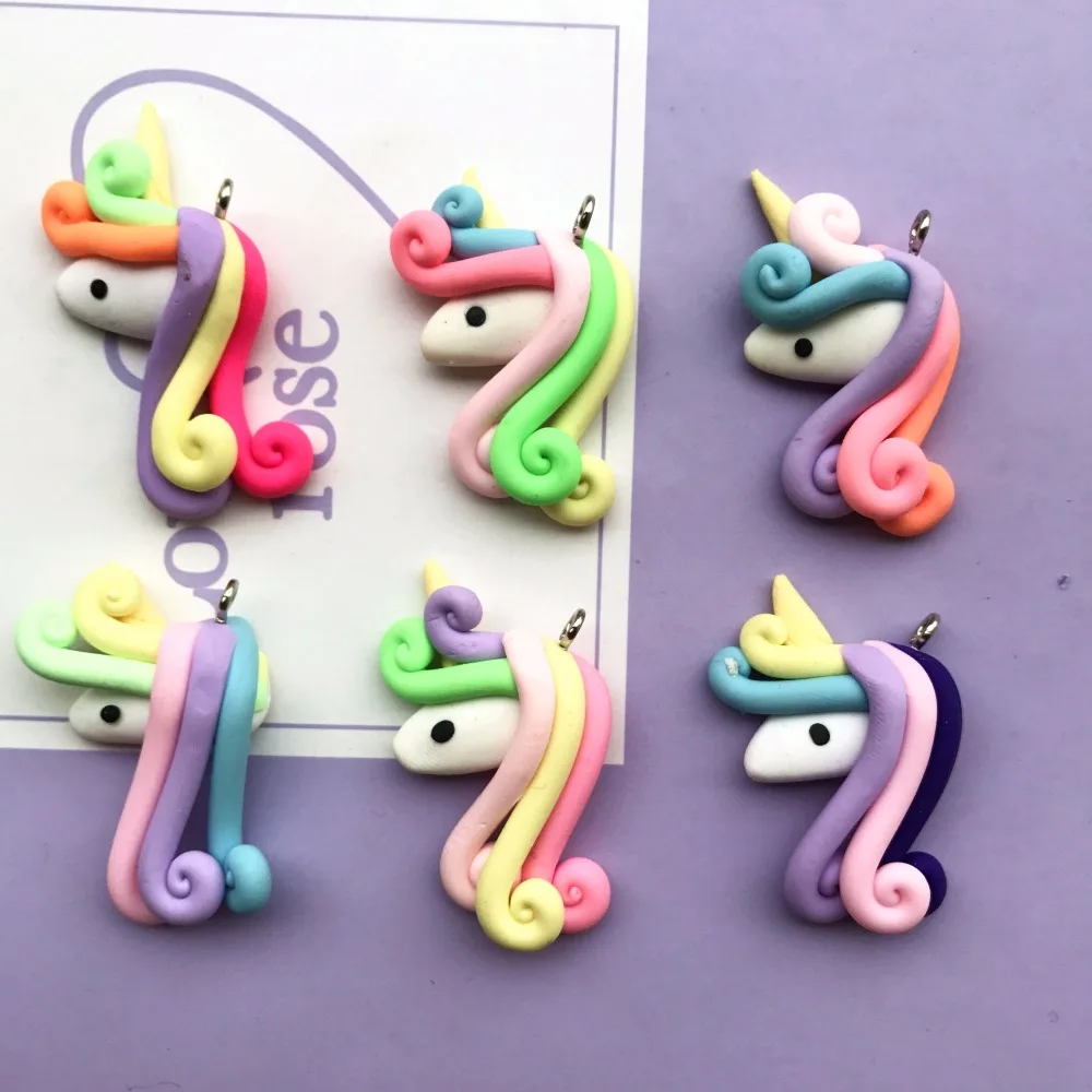 43*30 мм mix6pcs плоские пластмассовые мягкие керамические единороги подвески очень