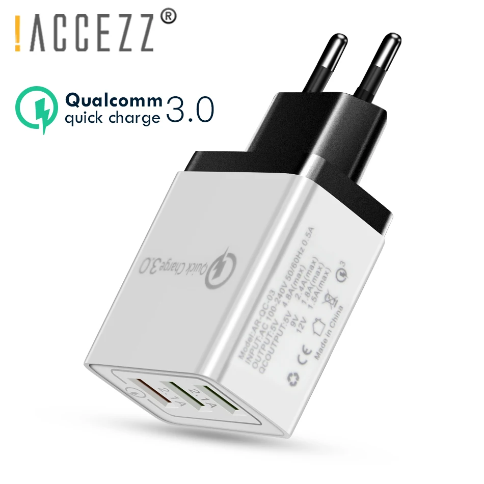 ! ACCEZZ Quick Charge 3 0 18 Вт USB зарядное устройство для Samsung S8 S9 Huawei P30 Xiaomi iphone 8 X EU Plug адаптер