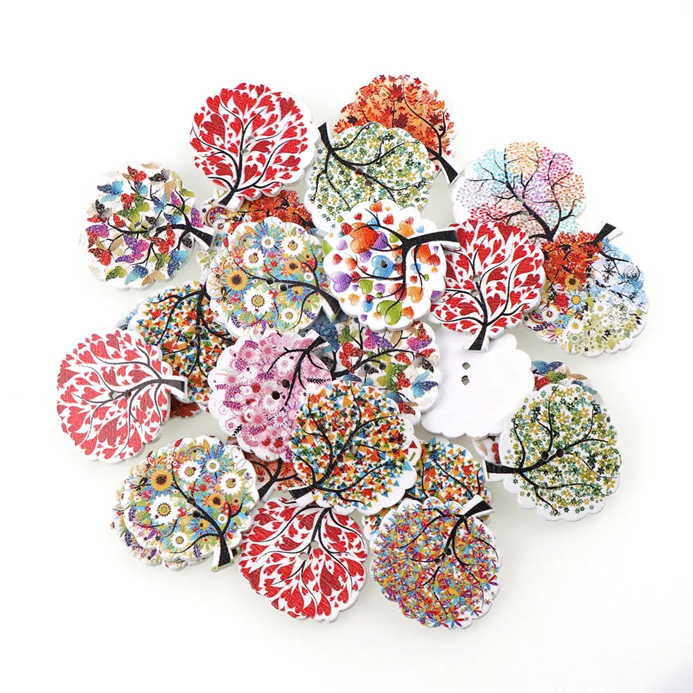 50 шт./компл. 3 стильные цветные деревянные декоративные кнопки для шитья пуговицы