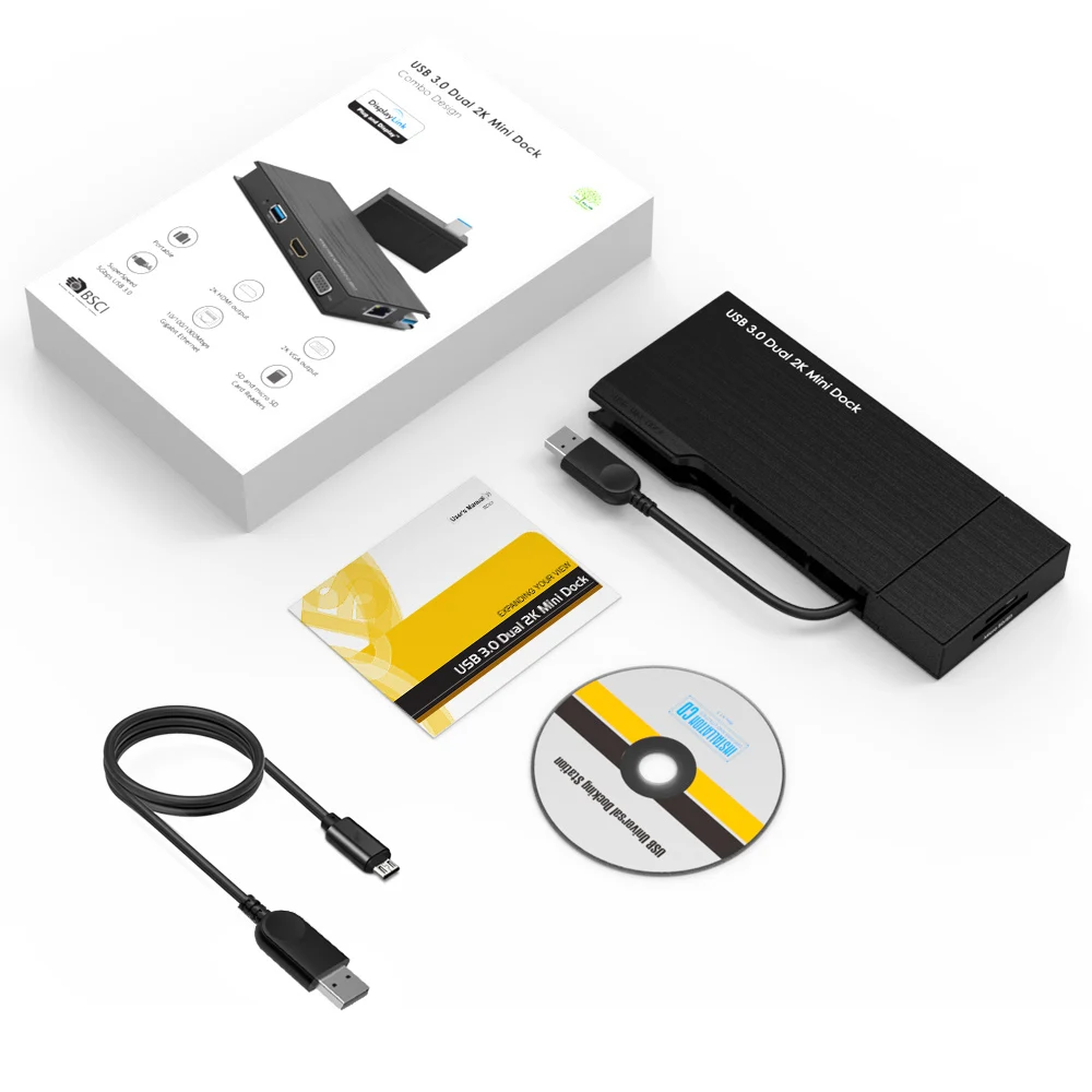 Full HD Dual 2K комбо мини док-станция USB 3,0 концентратор SD кардридер гигабитный Ethernet концентратор мульти-Дисплей HDMI/VGA для Mac Window