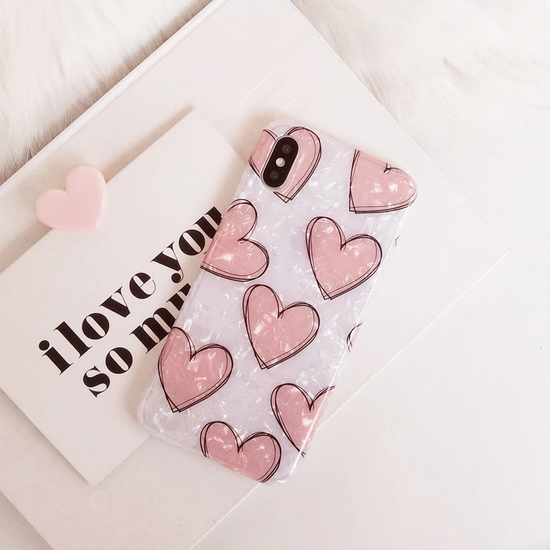 Pink Girly Love Heart Marble Case For Huawei P20 Pro case Soft Silicone Cover for Nova 3i 3 2s Mate 20 Coque Capa |