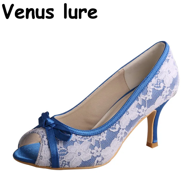 

Handmade Royal Blue Women Formal Pumps for Wedding Party Peep Toe Party Shoes