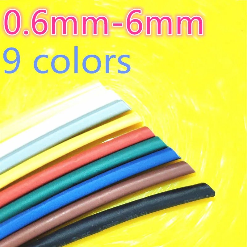 1meter 2:1 9 Colors 0.6mm 0.8mm 1mm 1.5mm 2mm 2.5mm 3mm 3.5mm 4mm 4.5mm 5mm Heat Shrink Heatshrink Tubing Tube Wire Dropshipping