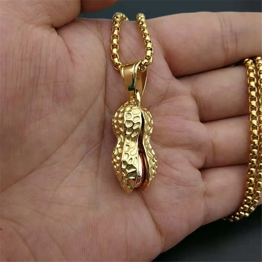 2020 Peanut Pendant Necklace For Women Wholesale Collier Gold Color Stainless Steel Necklace Female Jewelry Dropshipping