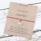 Браслет с котом You Are Purrfect Cat браслет желаний, ювелирное изделие с милым котом, с наилучшими пожеланиями, для мужчин и женщин, для влюбленных