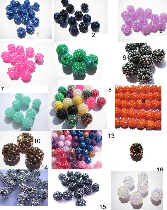 

25%off-- 100pcs 10-22mm micro pave rhinestone DIY Beads Round balls mixed spacer beads