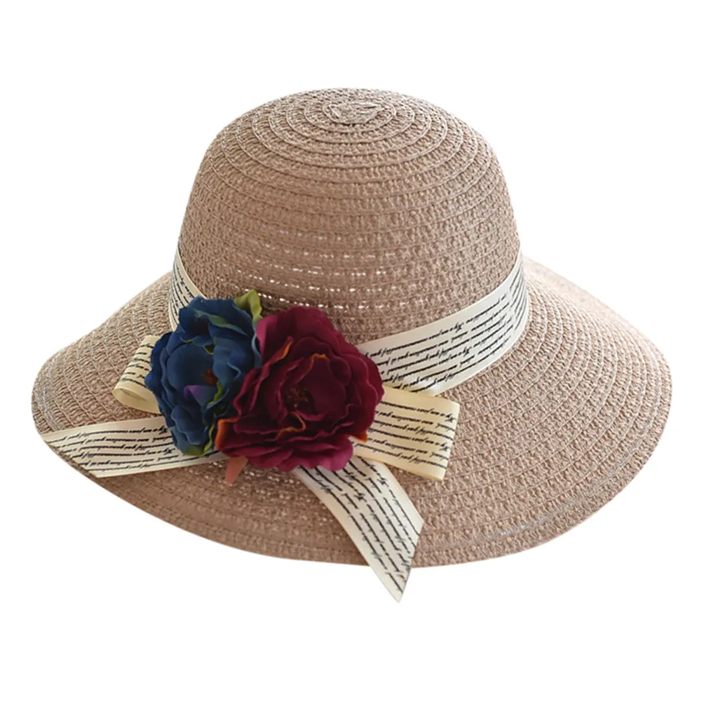 CHANSGEND Casual Solid Wide Brimmed Cap Ladies Women Floppy Foldable Straw Beach Hat UV protection Adjustable | Аксессуары для