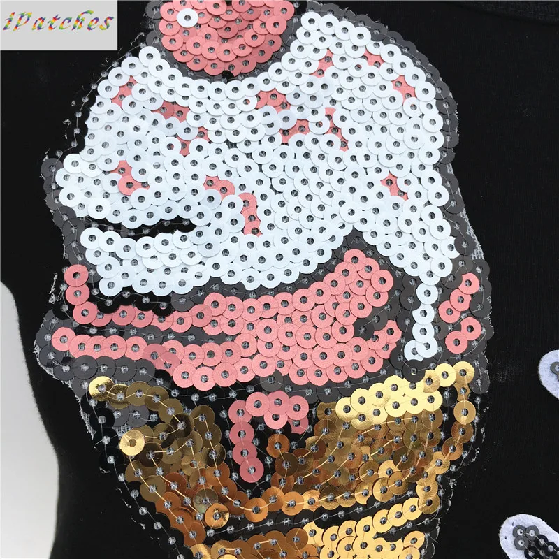 2 шт Розовый мороженое с блестками патч для одежды железной вышивкой Diy мотив