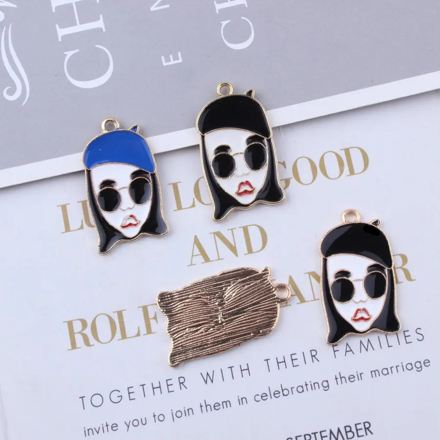 

10pcs/Lot Newest Oil Drop Alloy Pendant Charms DIY Jewelry Findings Fashoin Beauty Girl Head Earring Pendant Ornament Accessory