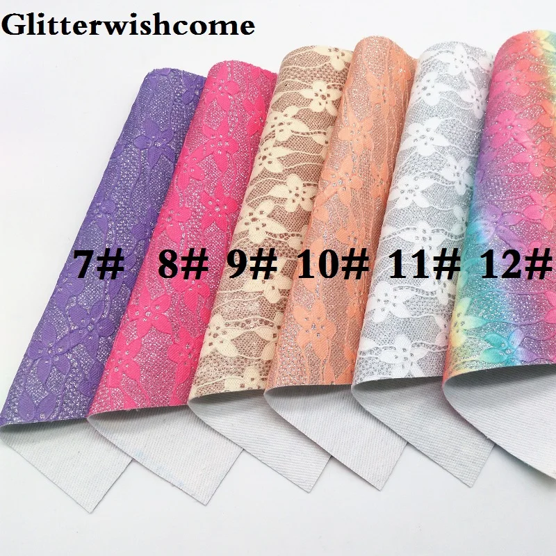Glitterwishcome 21X29 см A4 размер винил для бантов флуоресцентная кружевная блестящая кожаная ткань винил для бантов, GM086A