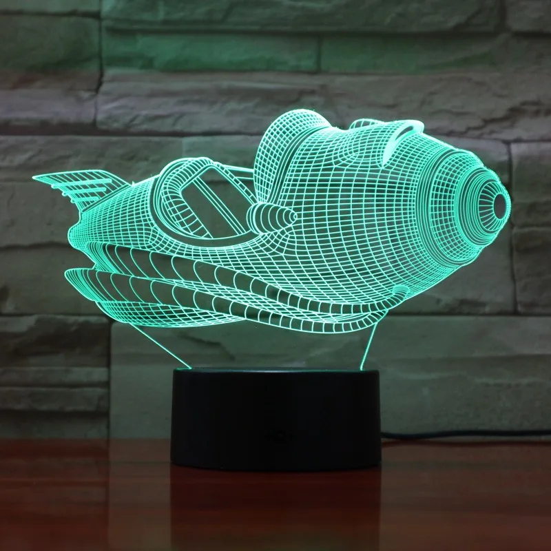 Led Light Spaceship Night 3D Lamp Sleeping Lighting Gifts for Kids Bedroom Decor 2019 Creative Present Kid Toy Cool | Лампы и
