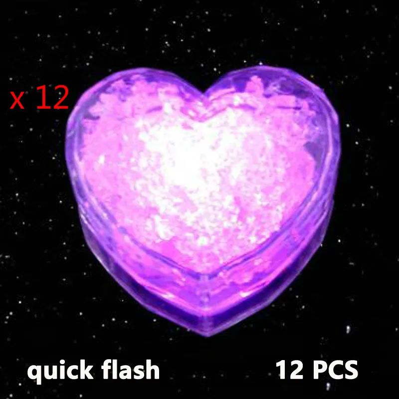 heart A 12 PCS Мигающие кубики льда свет воды Активизированный люминесцентный светящийся блок Рождество Свадебная вечеринка украшения праздничного стола реквизит x12 шт/уп - Цвет: heart A 12 PCS