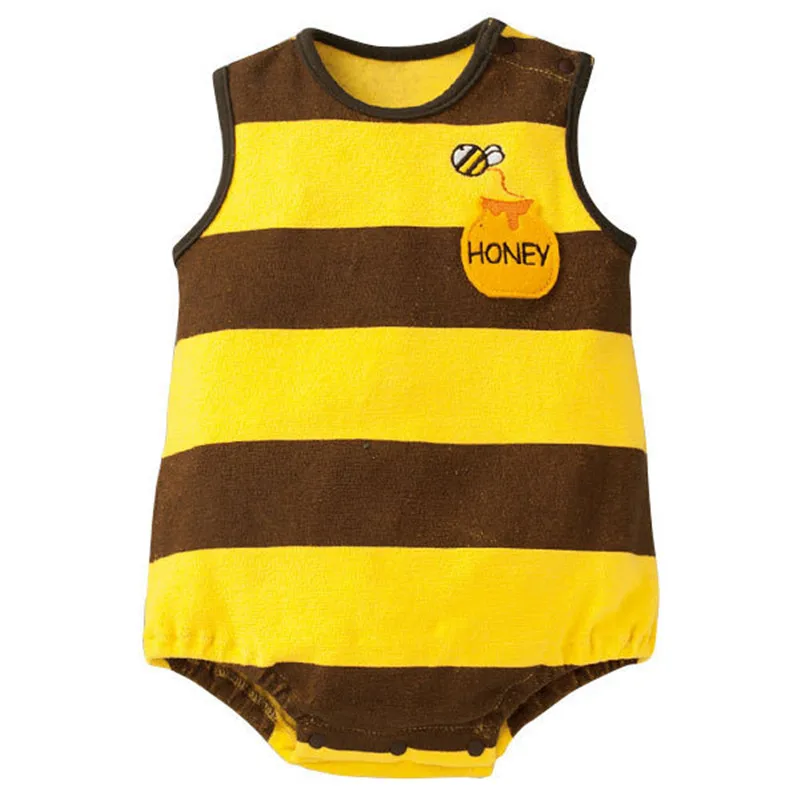 Детские Ползунки 100% Хлопок Рукавов Симпатичные Honey Bee Отпечатано Новорожденный