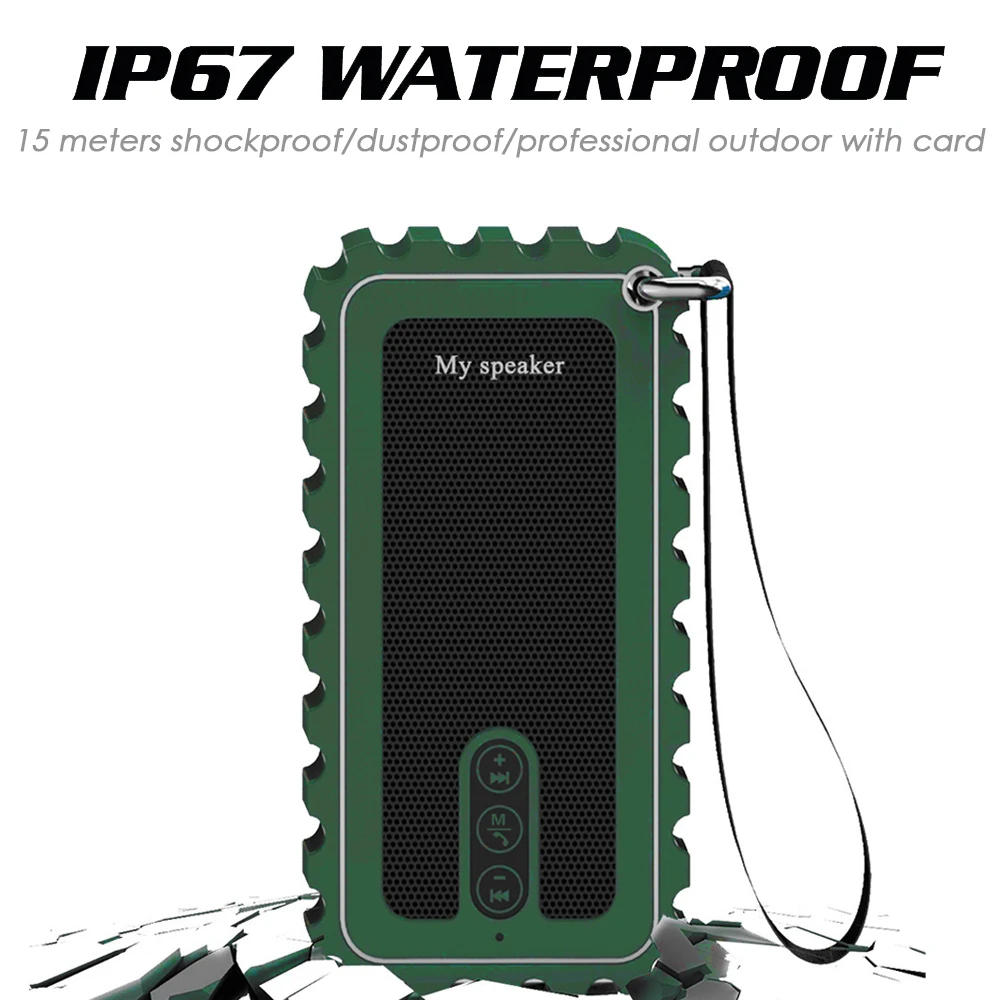 10W ip67 waterproof bluetooth speaker portable dustproof with radio card outdoor shockproof |