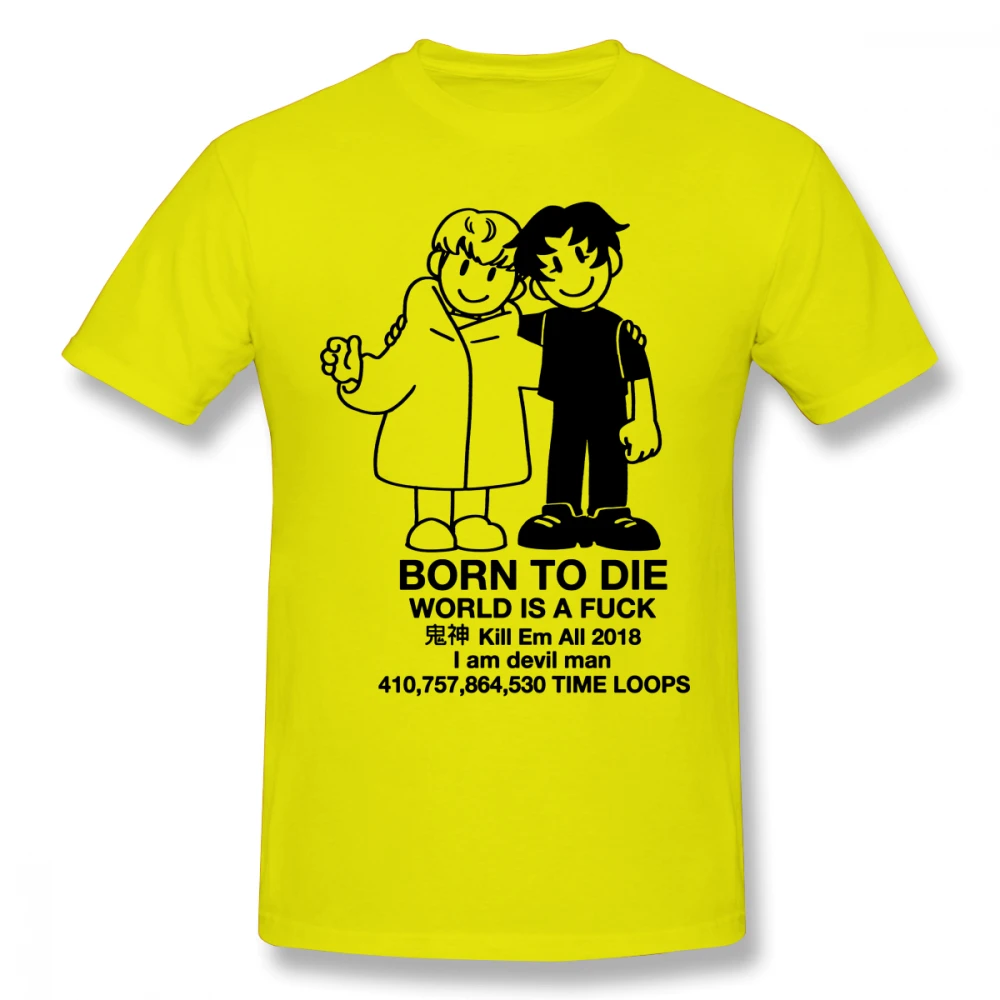 Devilman crybaby Camisetas Rock Мужская футболка с короткими рукавами, хлопковая Футболка с круглым вырезом для мужчин размера плюс, топ на заказ - Цвет: Цвет: желтый
