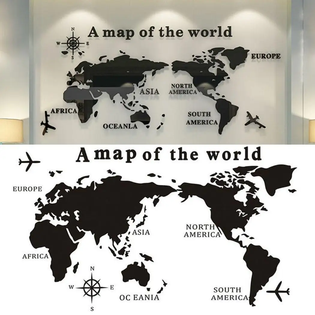 Домашняя креативная спальня офисная карта мира маленький средний черный дом