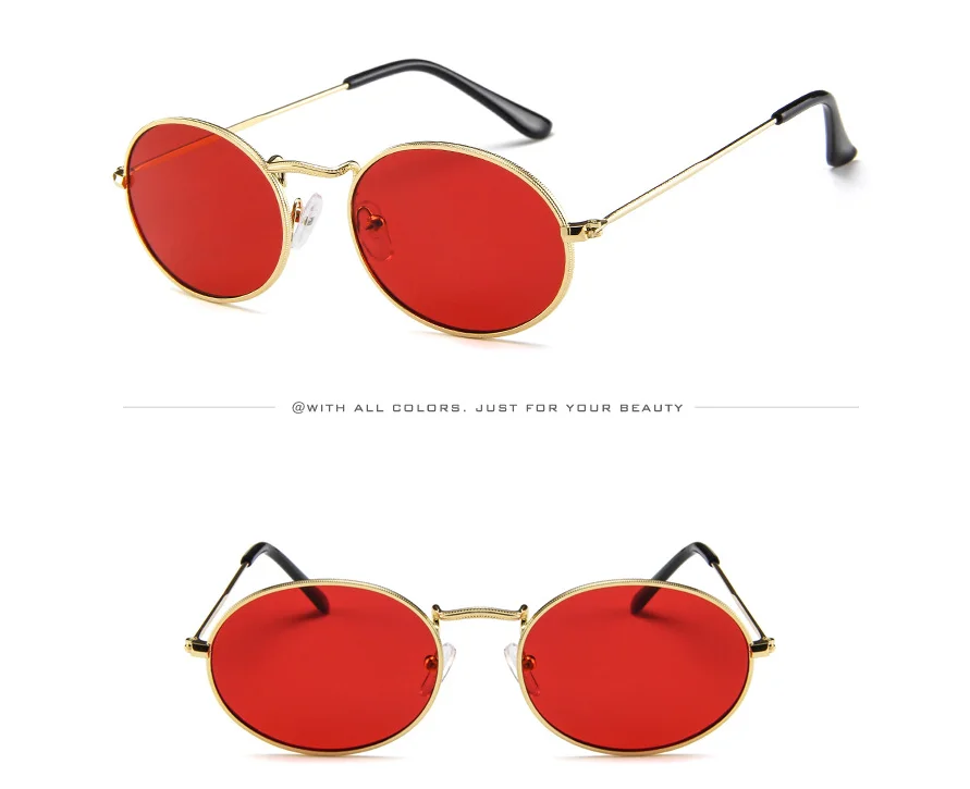 Cute Sexy Retro Oval Sunglasses Women Small Gold Black Vintage Retro Sun Glasses Female Red Eyewear For Women Driver Goggles