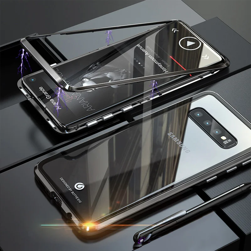 360 магнитный адсорбционный защитный чехол для Sumsung Galaxy S10 S10 Plus металлический закаленное стекло задняя крышка для Sumsung S10 M10 20