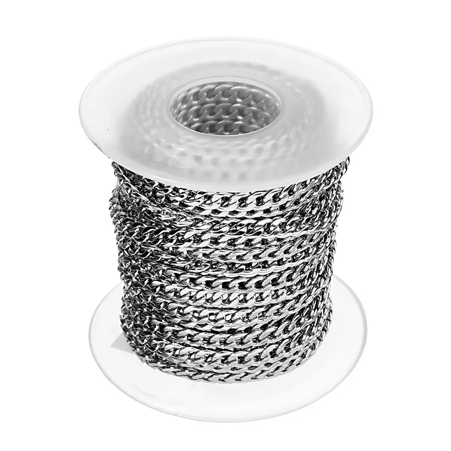 Steel Ckysee 10 ярдов/партия 3 4 5 мм ширина Мужчины из нержавеющей стали звено якорной цепочки ожерелье золото металл серебристого цвета объемная цепь ювелирных изделий - Окраска металла: Steel