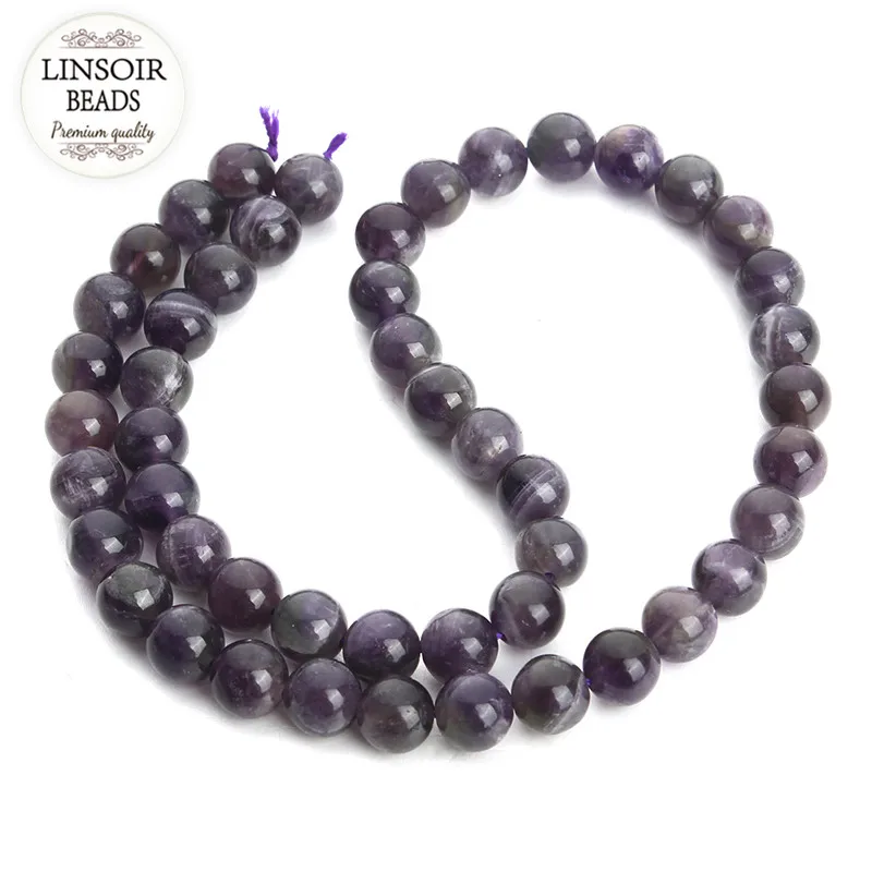 LINSOIR 40 см/strand пурпурные аметисты круглые бусины Kralen 4 мм 6 8 10 12 из натурального