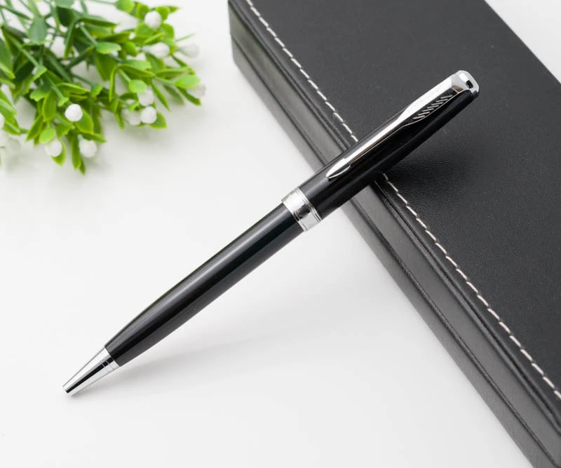 Blacksilver Высококачественная брендовая шариковая ручка из нержавеющей стали с золотым платиновым пером для офиса - Цвет: Blacksilver