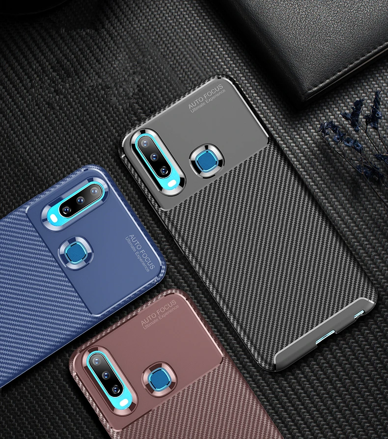 Ударопрочный чехол из углеродного волокна и ТПУ для Vivo Y17 Y3 Y5 Y12 Y15 U3x U10, чехол, полный протектор, мягкий силиконовый чехол