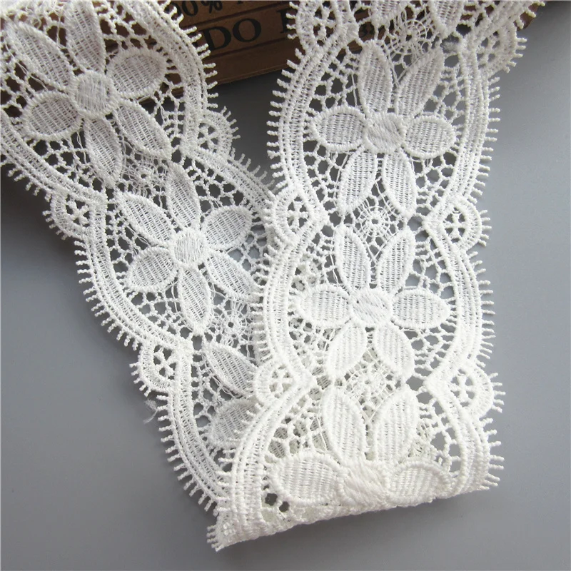 1 yard White Cotton Eyelash Flower Embroidered Lace Trim Ribbon Fabric Handmade DIY Sewing Supplies Craft Gift Decorative 6.7CM | Дом и сад