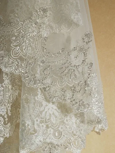 Новинка 1T Соборная элегантная Кружевная аппликация цвета слоновой кости Длинная