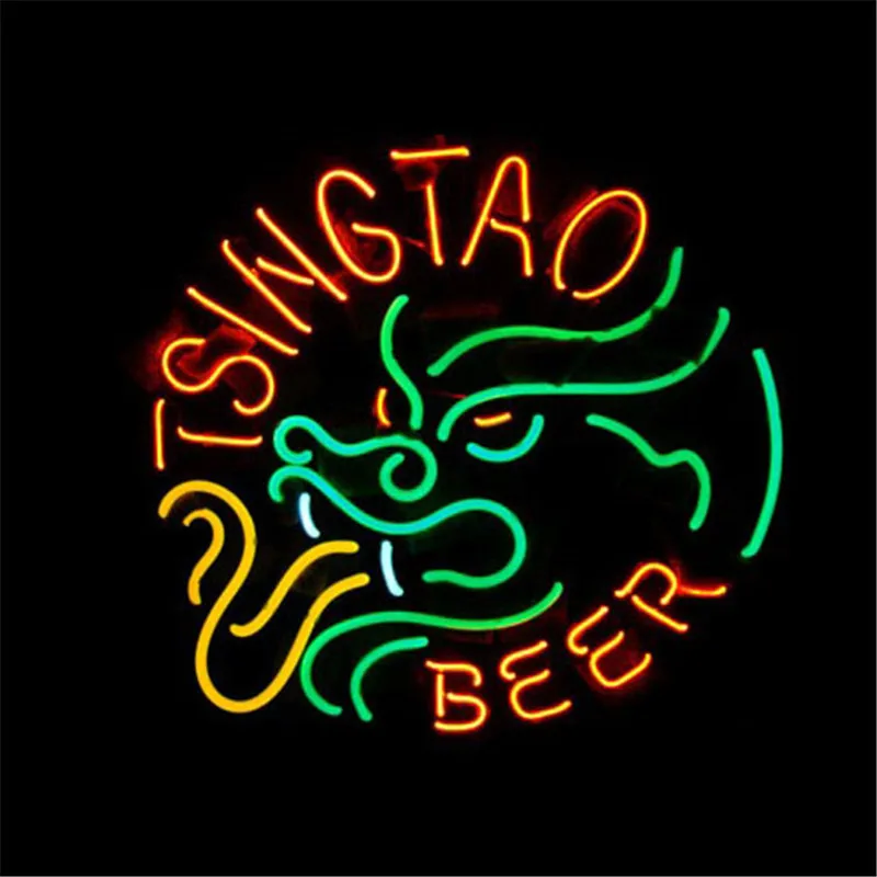 17*14 &quotTSINGTAO неоновая вывеска для пива настоящий стеклянный пивной бар бильярдный