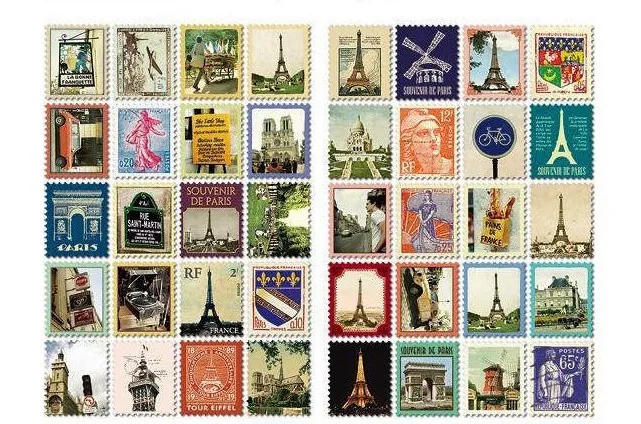 Paris 80 шт.(4 листа) DIY винтажные Ретро наклейки для штамп планировщика Лондон Париж принц Алиса липкие бумаги для скрапбукинга - Цвет: Paris