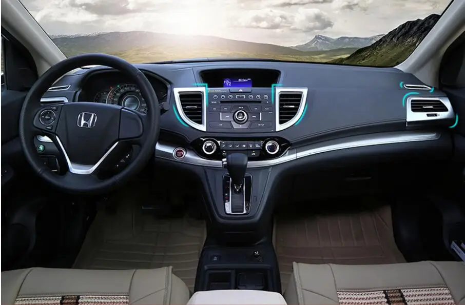 20шт. Комплект аксессуаров для интерьера панели приборов, обивки дверей, подстаканников и подлокотника воздушного кондиционера для Honda CRV CR-V 2015 2016.