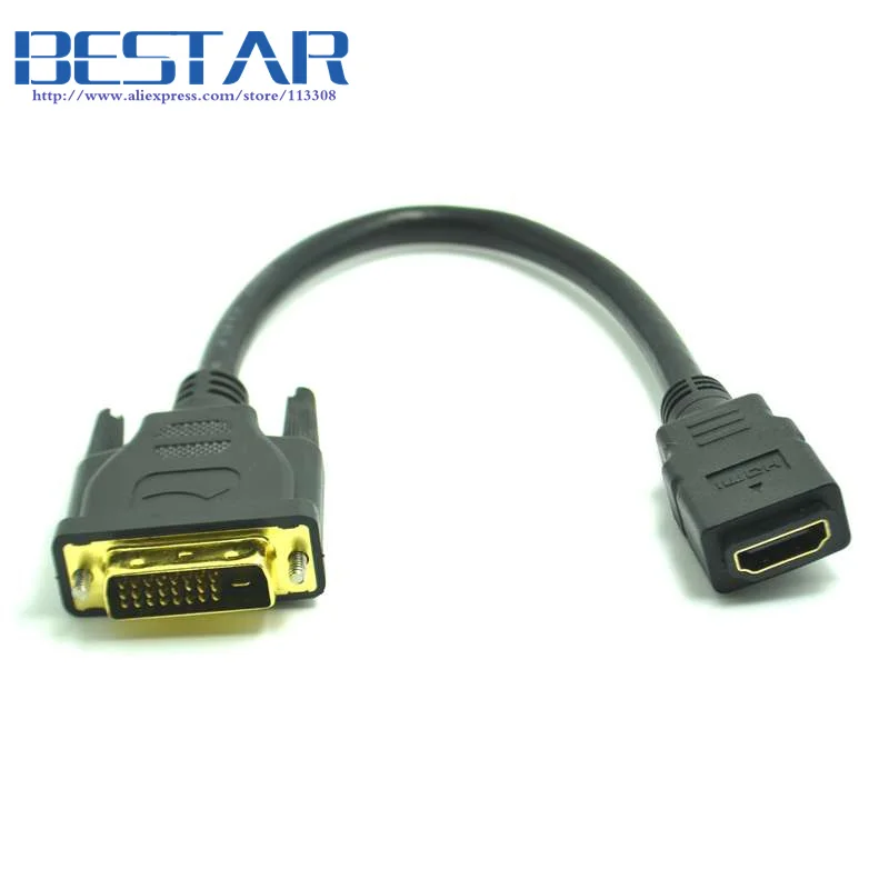 DVI 24 + 1 папа к HDMI Женский адаптер конвертер кабель 20 см для LCD HDTV XBOX проектор ТВ