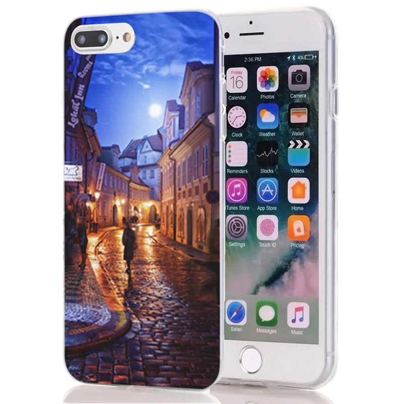 Soft Phone Case For iPhone 6 6S Plus 7 7Plus 8 8Plus X TPU Colorful Silicon Drawing Painted City scenery L031 |