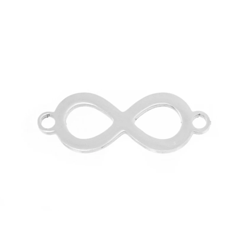 Risul Infinity Shape 8 letter Small Charm 2 ear loops pendant for Bracelet Necklace Diy jewelry make S.steel wholesale 50pcs | Украшения и
