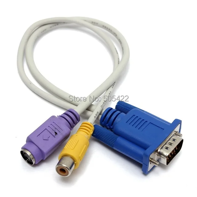 Композитный кабель адаптера преобразователя AV TV Out для пк/ноутбука VGA SVGA в S-Video 3 RCA