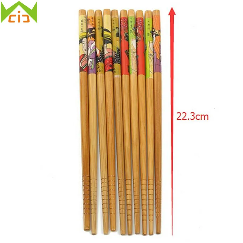 WCIC 10 шт. китайские бамбуковые палочки для еды ручной работы, японские палочки для суши, палочки для еды с подарочными коробками, столовые приборы, багет, шинуаз