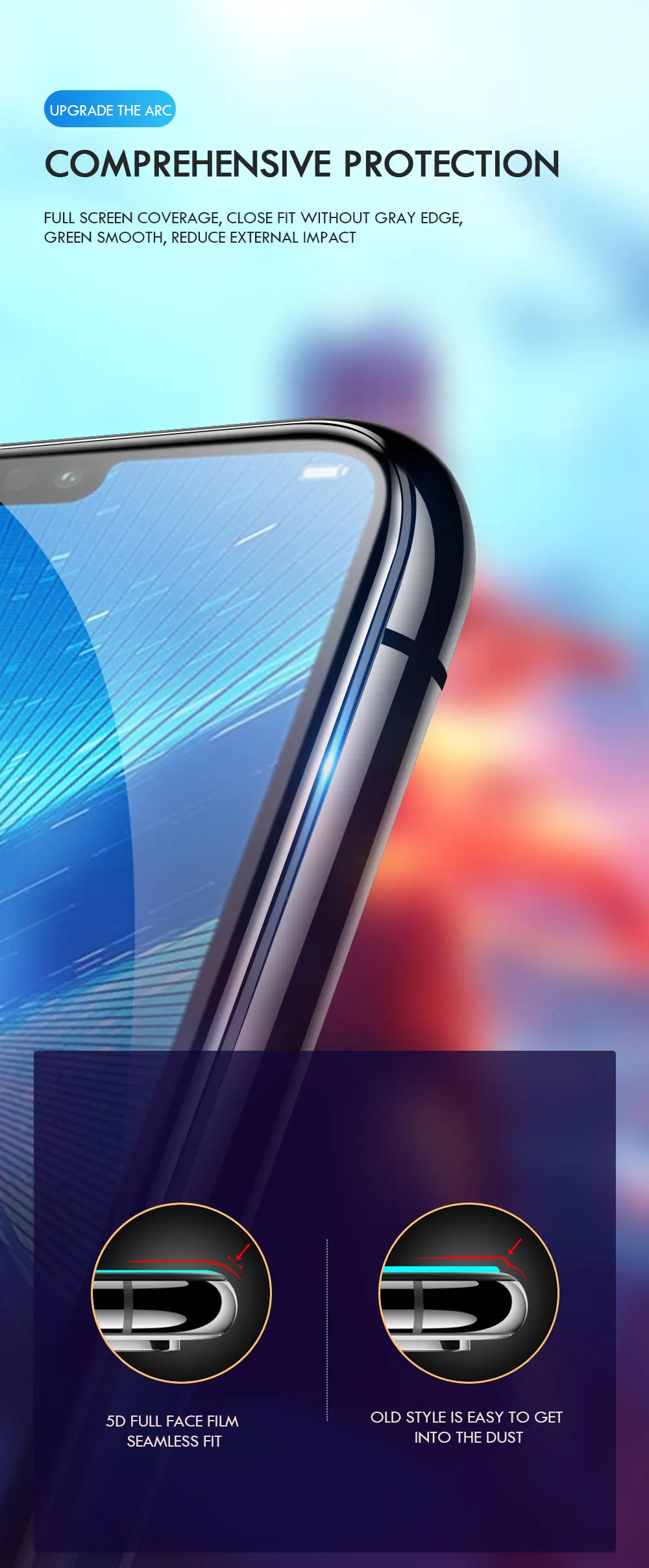Олеофобное стекло для huawei honor 8x, защита экрана, полное покрытие, закаленное стекло honor 8x, противовзрывное изогнутое 5D стекло