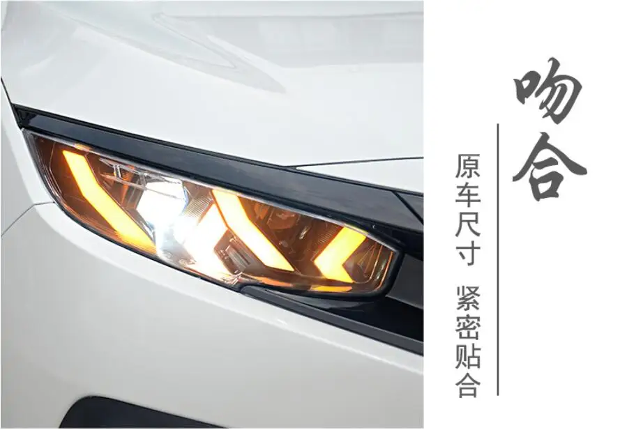 2 шт. автостайлинг фары для CIVIC 10th фары DRL год светодиодные ходовые огни биксеноновые фары противотуманные фары