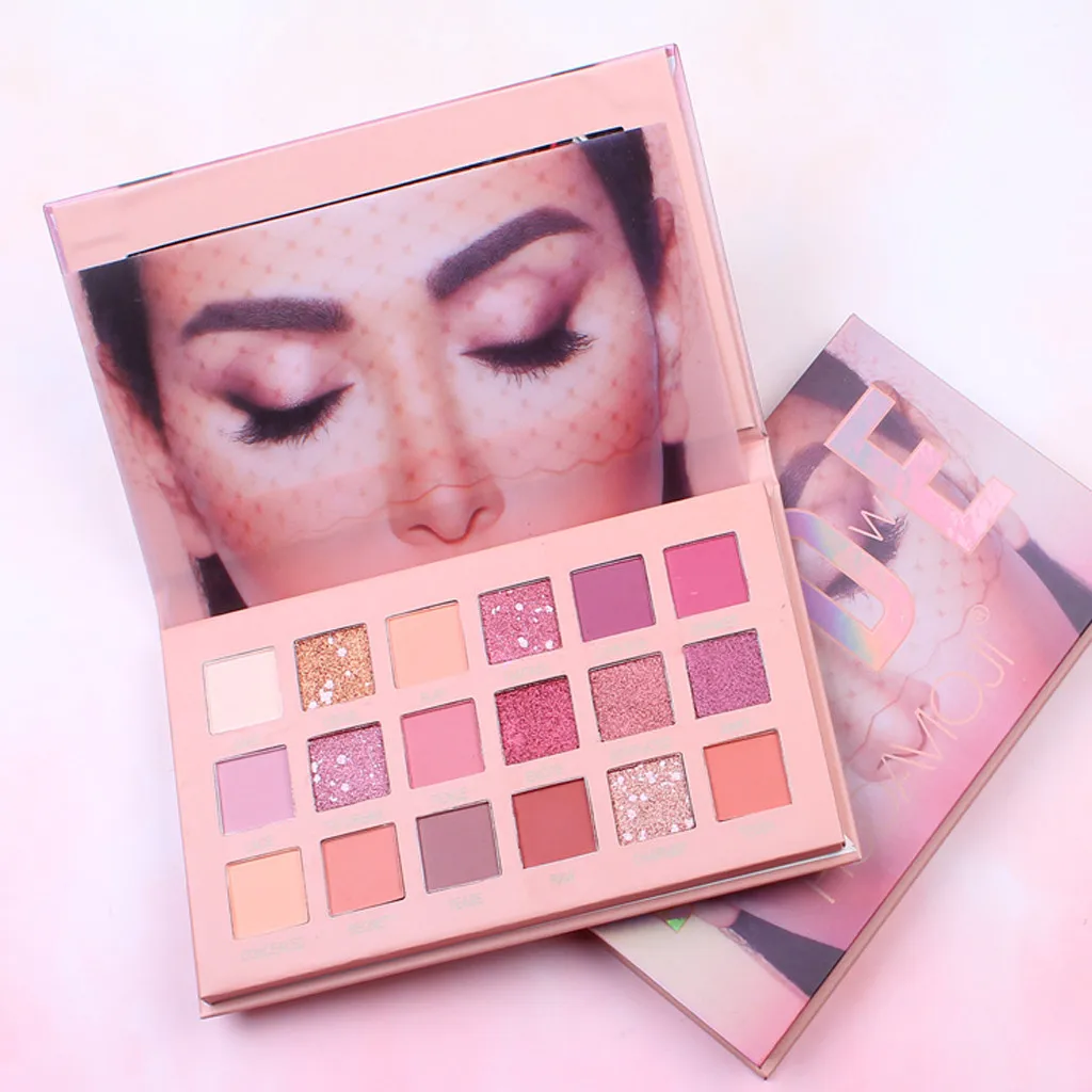18 цветов блестящие тени для век Палитра матовые мерцание и блеск телесный макияж