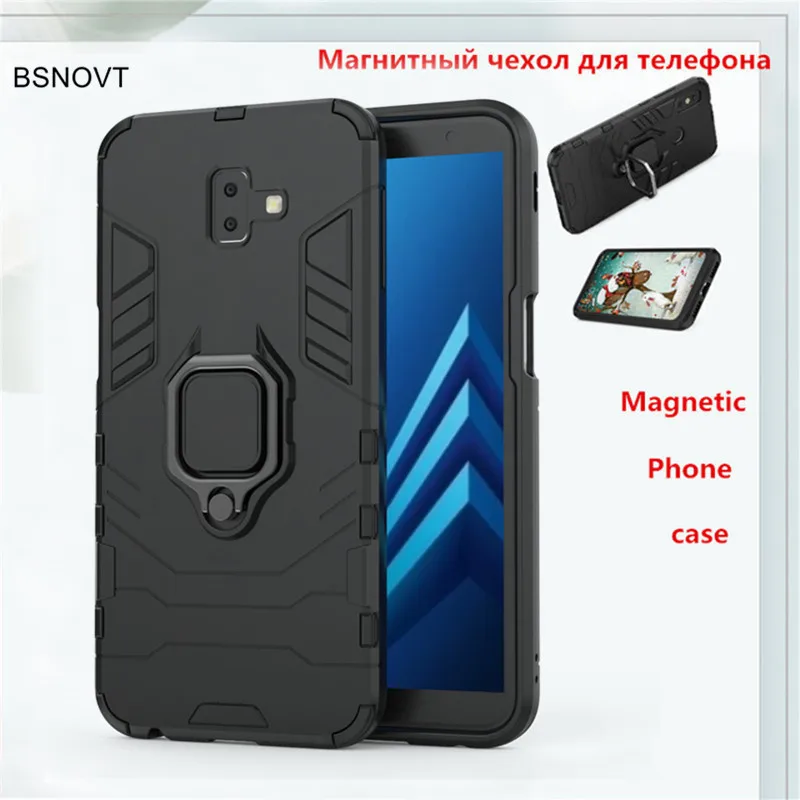 Для Samsung Galaxy J6 Plus чехол с магнитным жестким кольцом для пальца противоударный Prime