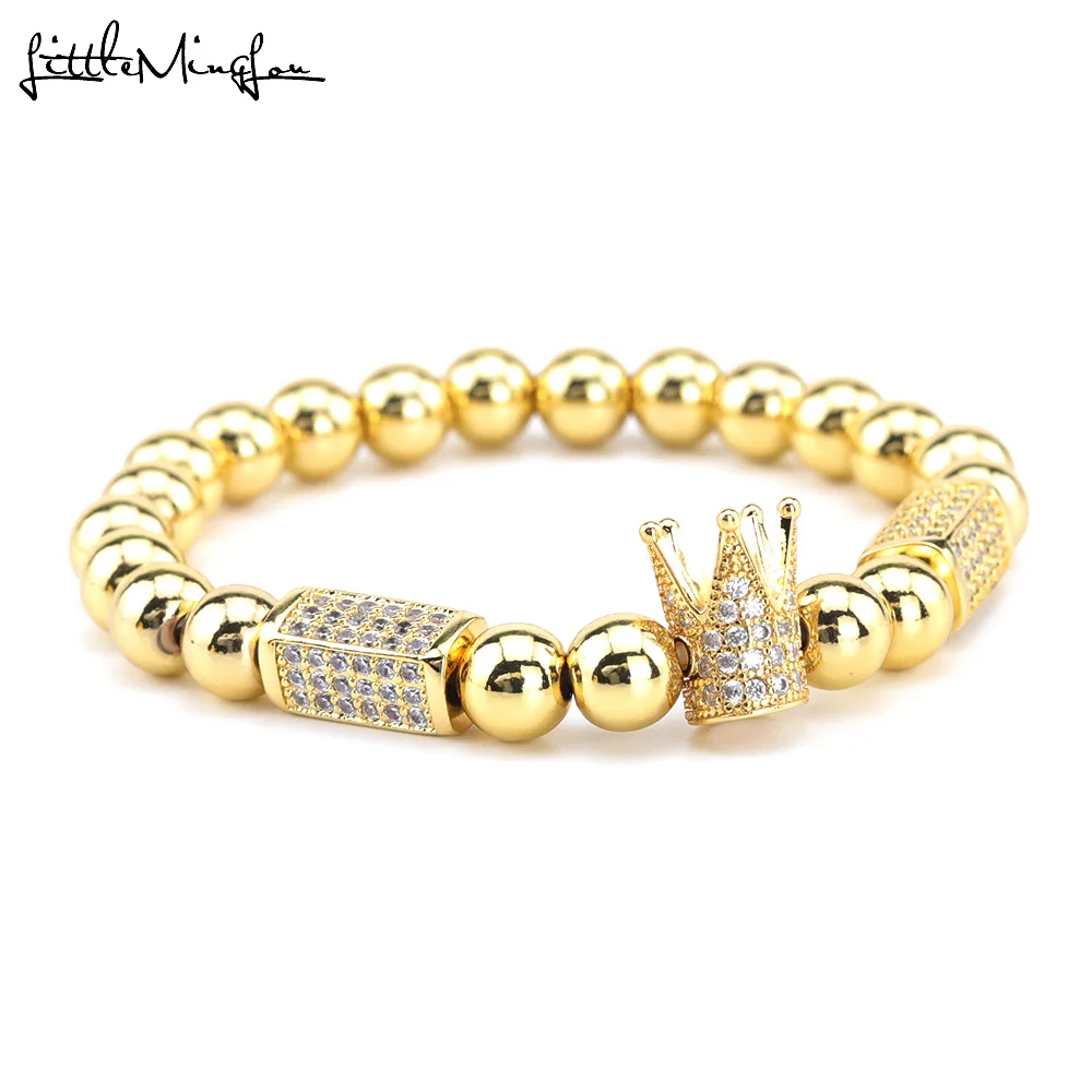 Роскошный женский набор с фианитами и бусинами ручной работы мужские браслеты