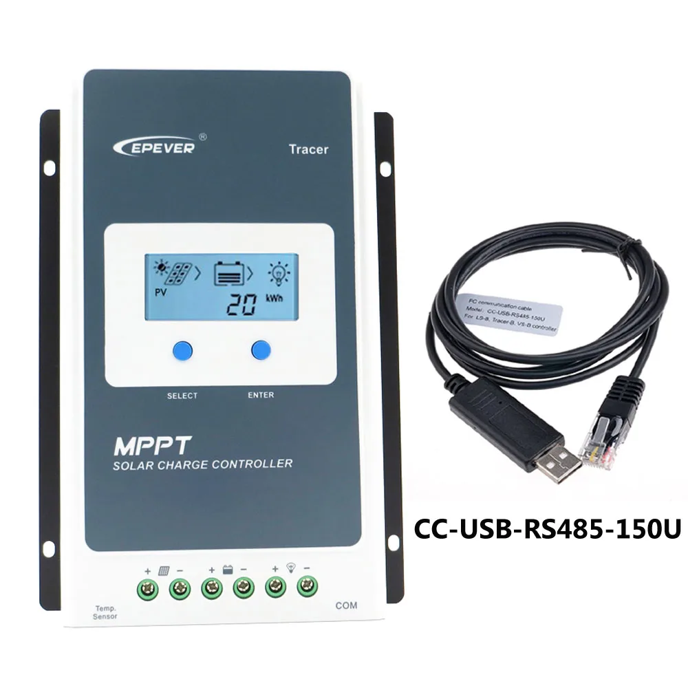 Tracer 4210AN EPsloar 40A со слежением за максимальной точкой мощности, Солнечный Контроллер заряда 12V 24V ЖК-дисплей дисплей регуляторы 4210A Tracer4210A - Цвет: 4210AN with PC cable