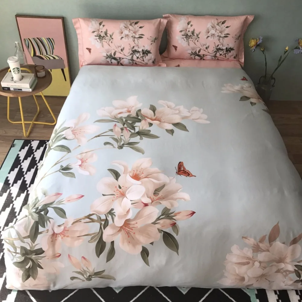 Роскошный набор постельного белья из шелка и тенселя 4 предмета пододеяльник с