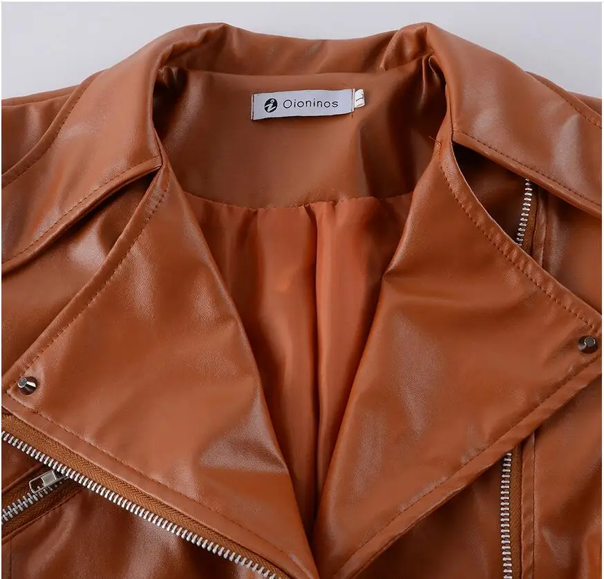 Женская кожаная куртка на молнии облегающая короткая мотоциклетная осень |