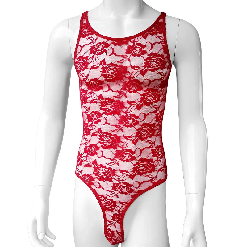 Пикантные Для мужчин нижнее белье Цельный купальник бикини с цветочным рисунком