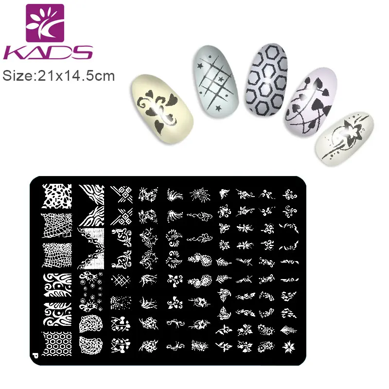 KADS 1 Шт. Stamp Ногтей Разнообразие Узоров Сампер Nail Art Konad Штамповки Гелем Шаблон Для