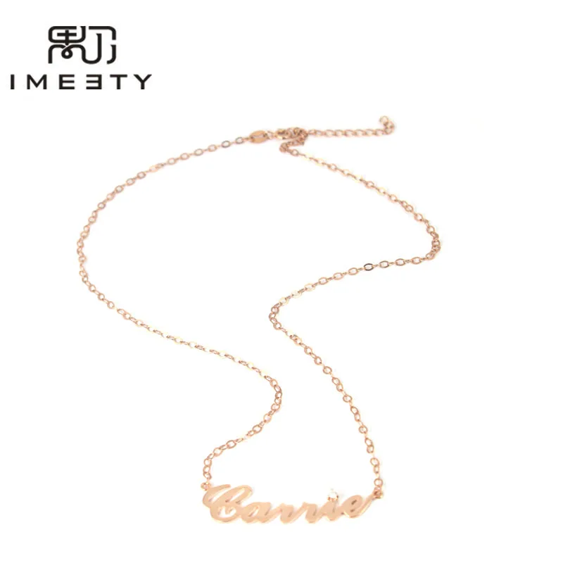 IMEETY personalized carrie name necklace my with stone zircon handmade cursive nameplate necklaces christmas gift | Украшения и