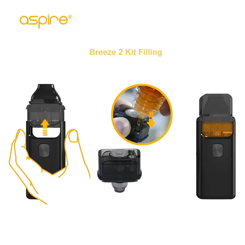 Оригинальный Vape Aspire Breeze 2 AIO Pod Комплект с ветерком Встроенный 1000 мАч