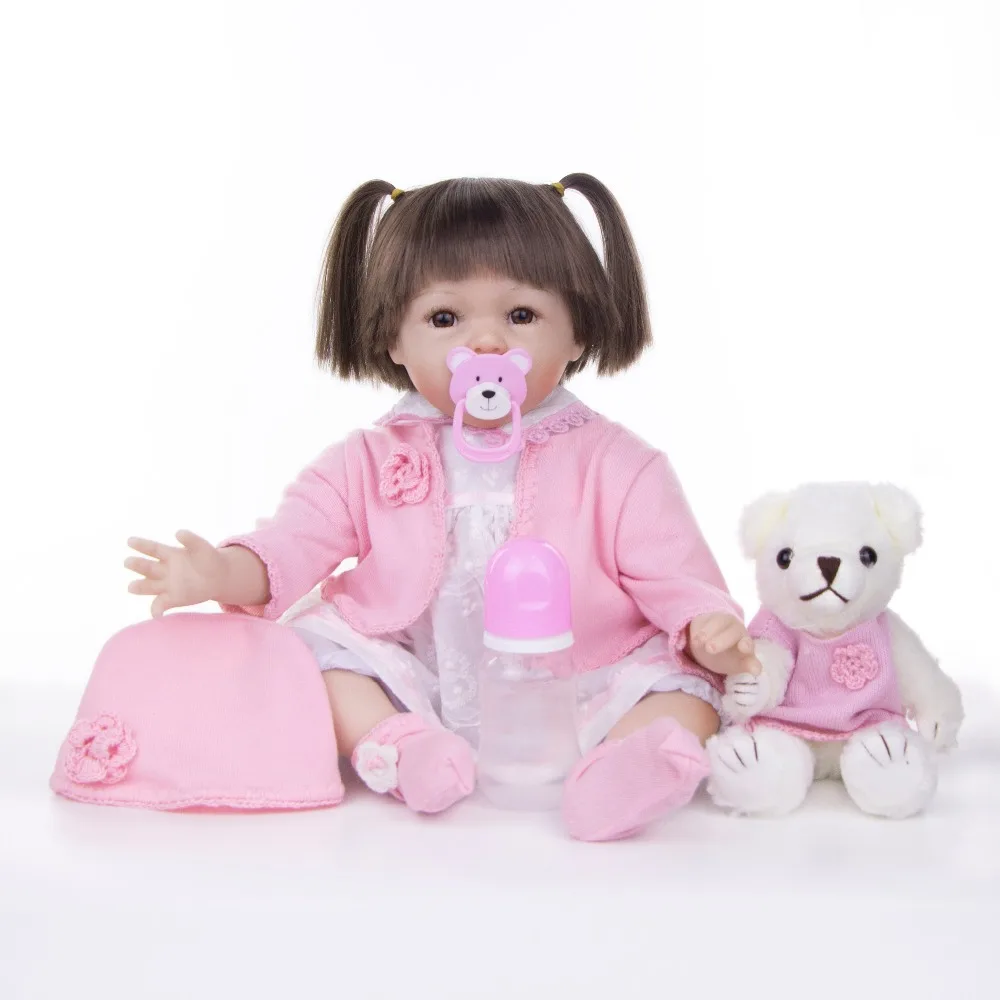 Силиконовая кукла bebes reborn с открытым ртом для маленькой девочки 47 см 100%
